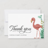 Safari Oerwoud Flamingo Boys Baby shower Bedankkaart (Voorkant)