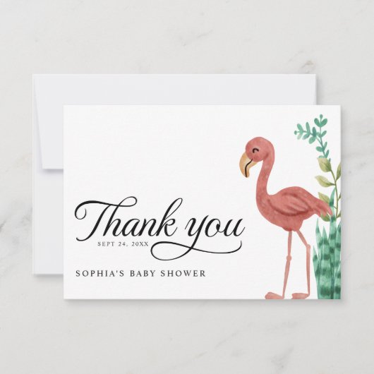 Safari Oerwoud Flamingo Boys Baby shower Bedankkaart (Voorkant)