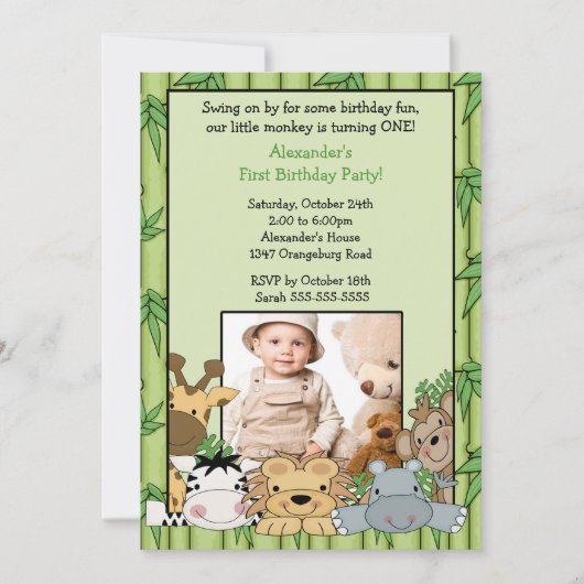 Safari Oerwoud Foto van Birthday Uitnodiging (Voorkant)