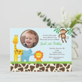 Safari Oerwoud Foto van Birthday-uitnodigingen Kaart (Staand voorkant)