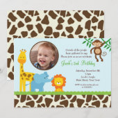 Safari Oerwoud Foto van Birthday-uitnodigingen Kaart (Voorkant / Achterkant)