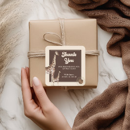 Safari Oerwoud Giraffe Baby shower Dank u Vierkante Sticker