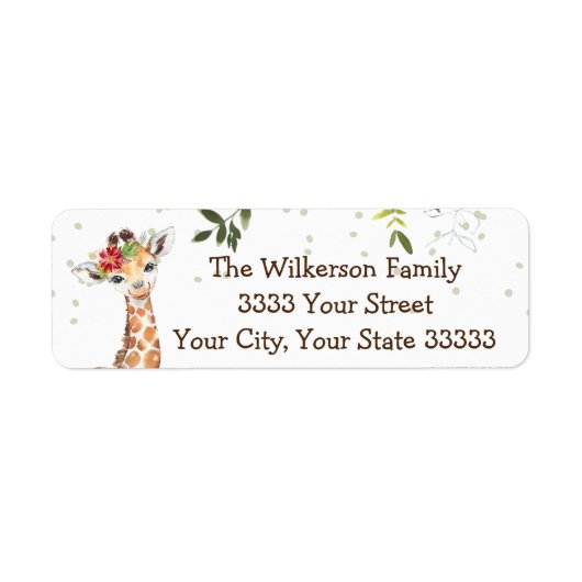 Safari Oerwoud Giraffe Baby shower Etiket (Voorkant)
