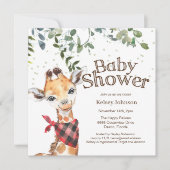 Safari Oerwoud Giraffe Baby shower Uitnodiging (Voorkant)