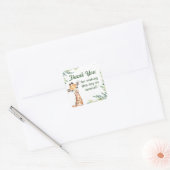 Safari Oerwoud Giraffe Bedankt 1e verjaardagsfeest Vierkante Sticker (Envelop)