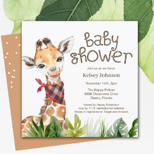 Safari Oerwoud Giraffe Cute Baby shower Invitation Kaart