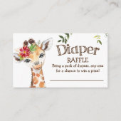 Safari Oerwoud Giraffe Diaper Raffle Baby shower Informatiekaartje (Voorkant)