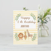 Safari oerwoud giraffe strepen witte verjaardagska (Staand voorkant)