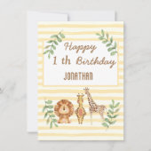 Safari oerwoud giraffe strepen witte verjaardagska (Voorkant)