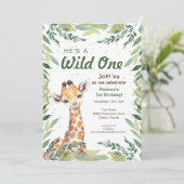 Safari Oerwoud Giraffe Wild Een eerste verjaardag Kaart (Staand voorkant)