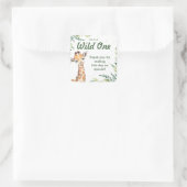 Safari Oerwoud Giraffe Wild Een eerste verjaardag Vierkante Sticker (Tas)