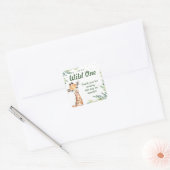 Safari Oerwoud Giraffe Wild Een eerste verjaardag Vierkante Sticker (Envelop)