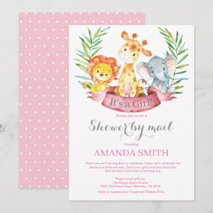 Safari Oerwoud Girl-Baby shower per post Kaart
