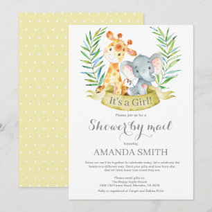 Safari Oerwoud Girl-Baby shower per post Kaart