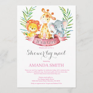Safari Oerwoud Girl-Baby shower per post Kaart