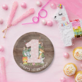 Safari Oerwoud Girls 1st Birthday 7-inch Bord (Feest)