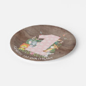 Safari Oerwoud Girls 1st Birthday 7-inch Bord (Gekanteld)