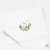 Safari Oerwoud Greenery 1e verjaardag Favor Ronde Sticker (Envelop)