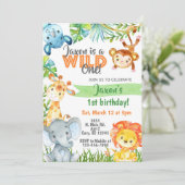 Safari Oerwoud jongen 1 verjaardag uitnodiging. Kaart (Staand voorkant)