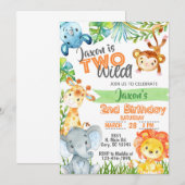 Safari Oerwoud jongen 2e verjaardag uitnodiging. Kaart (Voorkant / Achterkant)