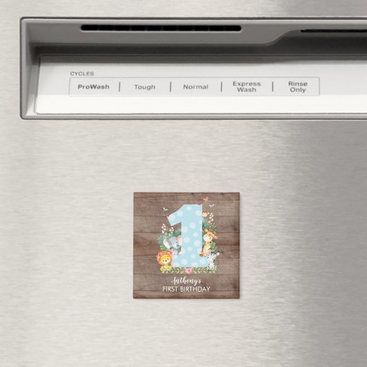 Safari Oerwoud Jongens eerste Verjaardagsgunmagnee Magneet (Insitu (Vaatwasser))