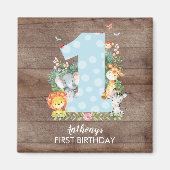 Safari Oerwoud Jongens eerste Verjaardagsgunmagnee Magneet (Voorkant)