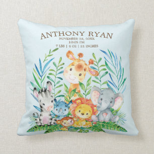 Safari Oerwoud Jongens Geboorte Stats Kussen