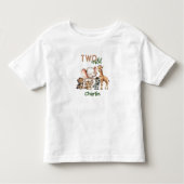Safari Oerwoud Leuke Dieren Twee Wilde 2e Verjaard Kinder Shirts (Voorkant)
