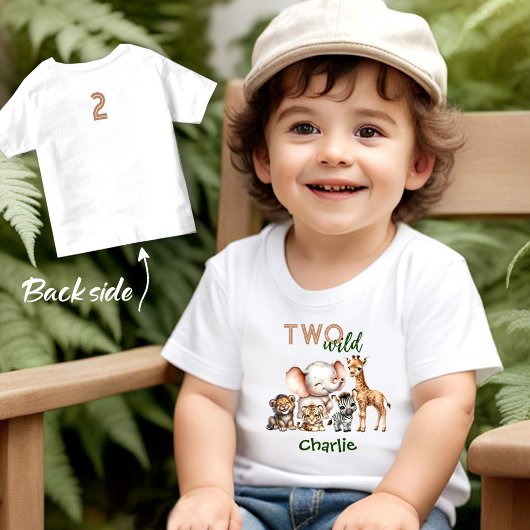 Safari Oerwoud Leuke Dieren Twee Wilde 2e Verjaard Kinder Shirts