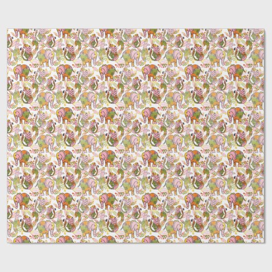 Safari Oerwoud Leuke Dieren Tween Tiener Boho Verj Cadeaupapier (Vlak)