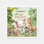 Safari Oerwoud Leuke Dieren Wild 3e Verjaardag Servet (Voorkant)