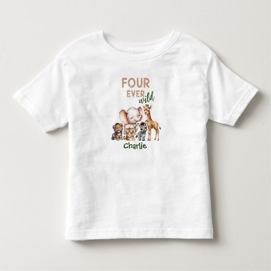 Safari Oerwoud Leuke Dieren Wild 4e Verjaardag Kinder Shirts (Voorkant)