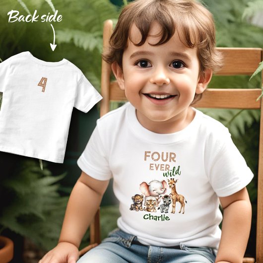 Safari Oerwoud Leuke Dieren Wild 4e Verjaardag Kinder Shirts
