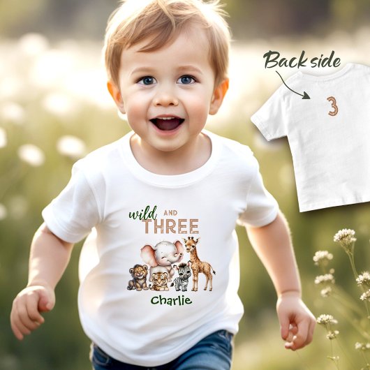 Safari Oerwoud Leuke Dieren Wild Drie 3e Verjaarda Kinder Shirts