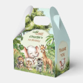 Safari Oerwoud Leuke Dieren Wild Een 1e Verjaardag Bedankdoosjes (Voorkant Zijde)