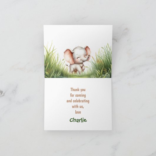 Safari Oerwoud Leuke Dieren Wild Een 1e Verjaardag Bedankkaart (Binnen)