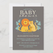 Safari Oerwoud Lion Baby Boy Douche Uitnodiging (Voorkant)
