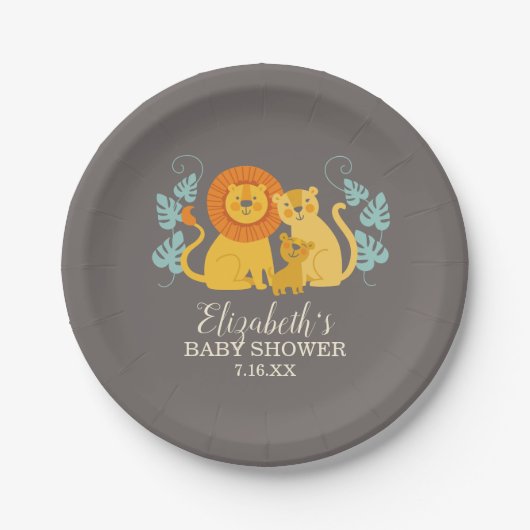 Safari Oerwoud Lion Baby shower Papieren Bordje (Voorkant)