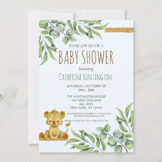 Safari Oerwoud Lion Books voor Baby shower Kaart (Voorkant)