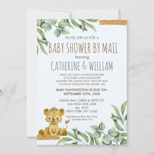 Safari Oerwoud lion modern Baby shower per post Kaart (Voorkant)