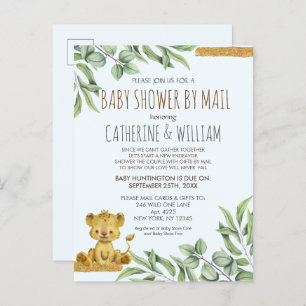 Safari Oerwoud lion modern Baby shower per post Uitnodiging Briefkaart
