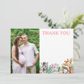 Safari Oerwoud Meisje Baby shower Dank u kaart (Staand voorkant)