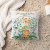 Safari Oerwoud Meisje Geboorte Stats Kussen (Deken)