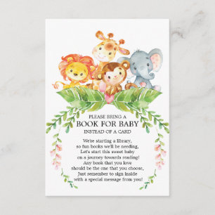Safari Oerwoud Meisjes Baby shower Boek voor Baby Informatiekaartje