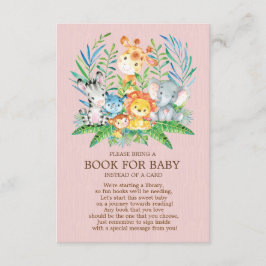 Safari Oerwoud Meisjes Baby shower Boek voor Baby Informatiekaartje