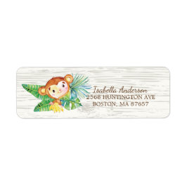 Safari Oerwoud Monkey Baby shower Adreslabel Etiket