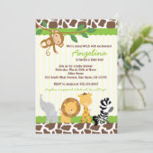 Safari Oerwoud Monkey Baby Shower-uitnodigingen Kaart (Staand voorkant)