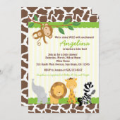 Safari Oerwoud Monkey Baby Shower-uitnodigingen Kaart (Voorkant / Achterkant)