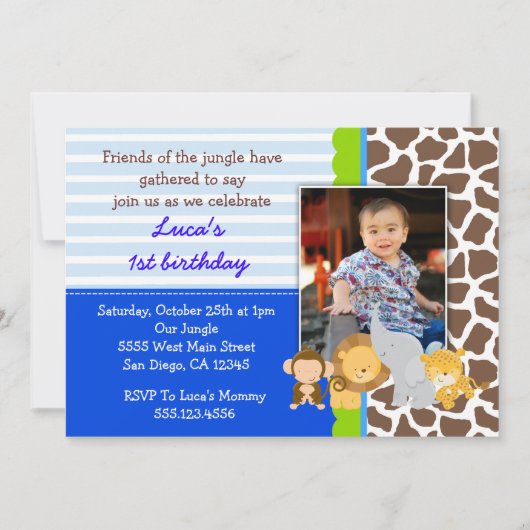 Safari Oerwoud Monkey Foto Birthday Invitations Kaart (Voorkant)