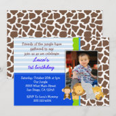 Safari Oerwoud Monkey Foto Birthday Invitations Kaart (Voorkant / Achterkant)